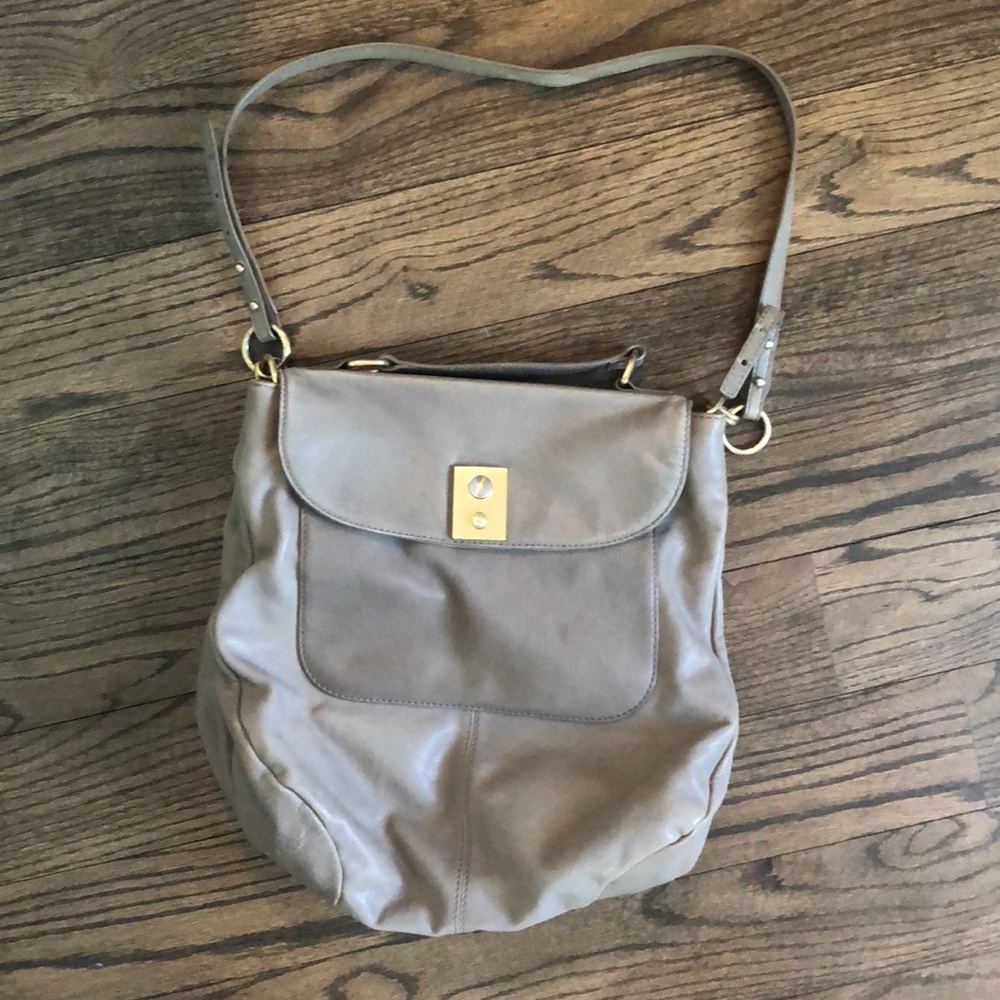 J Crew grey leather bag